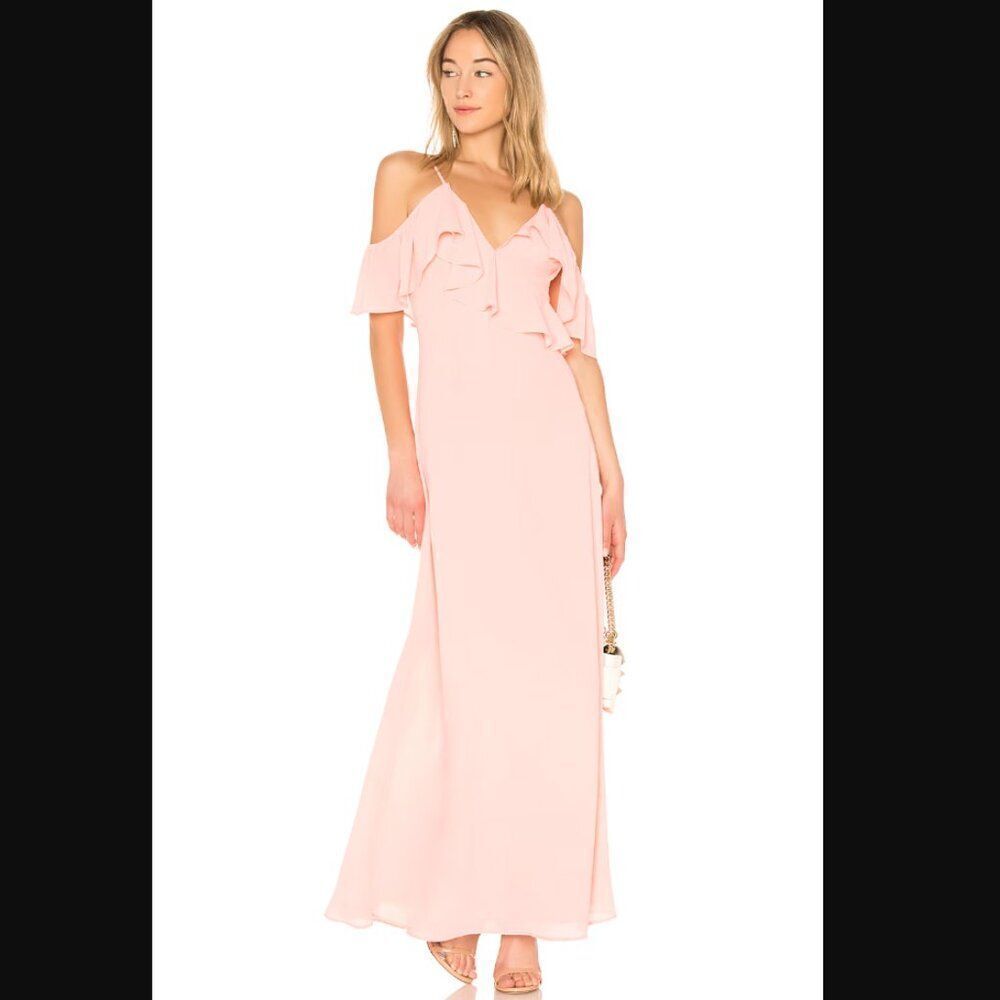 *spots* NWT Revolve x LPA Ruffle Neckline Maxi in Blush | Size L